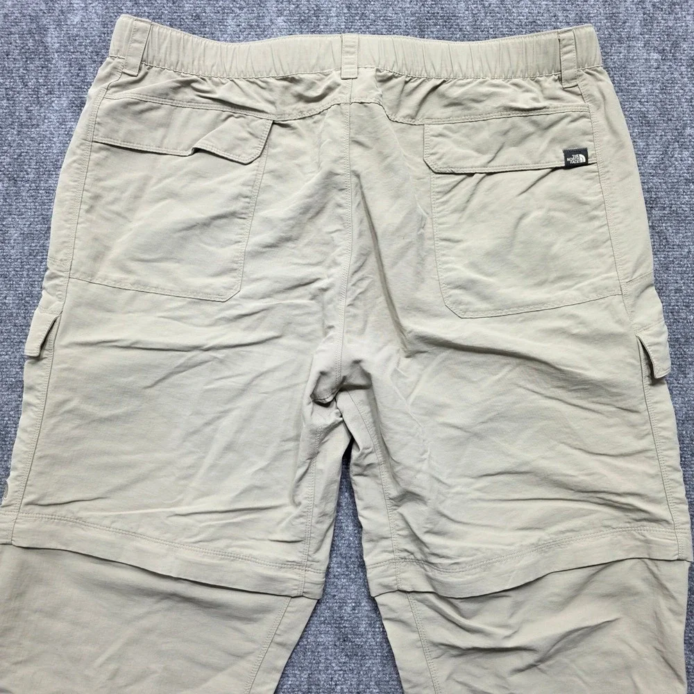 The North Face Men's XXL Convertible Hiking Pants Tan Khaki Zip Off Cargo Belted